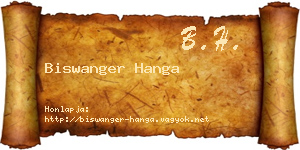 Biswanger Hanga névjegykártya